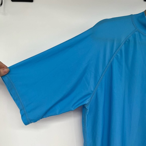 NWT UV Skinz Sun and Swim Shirt Mens Size XL Blue Mock Neck Short Sleeve - Picture 6 of 11